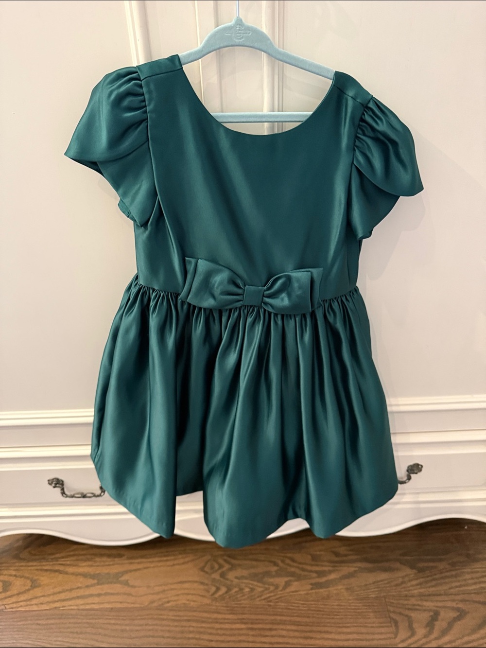 Janie and Jack Green Bow Puff Sleeve Dress